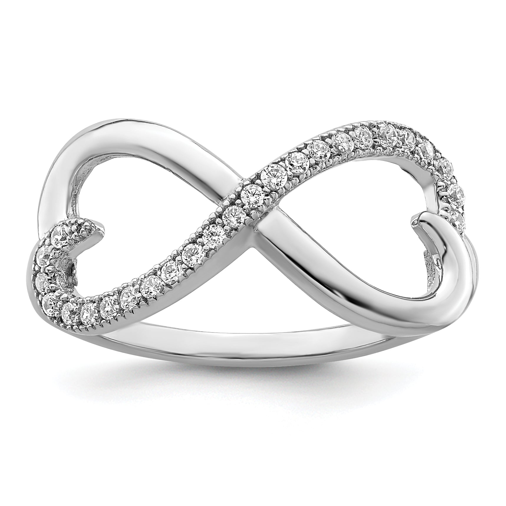 Brilliant Embers Sterling Silver Rhodium-plated 20 Stone Micro Pav‚ CZ Heart Ring Main image