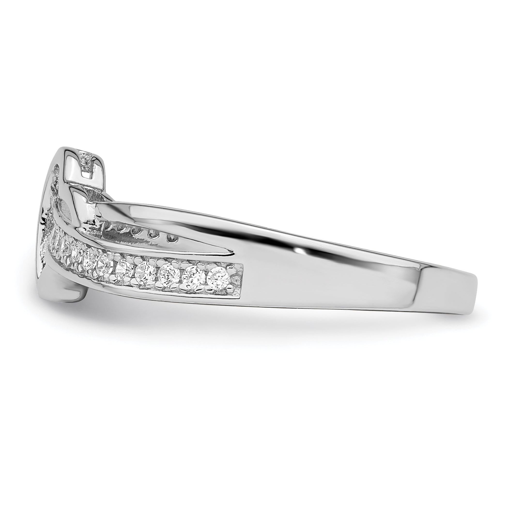 Pavé CZ Heart Ring in Sterling Silver