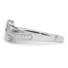 Brilliant Embers Sterling Silver Rhodium-plated 20 Stone Micro Pav‚ CZ Heart Ring