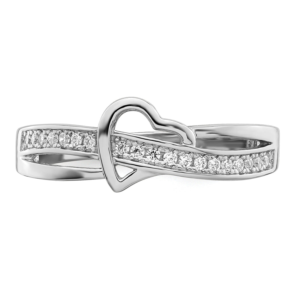 Pavé CZ Heart Ring in Sterling Silver