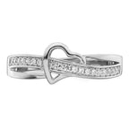 Pavé CZ Heart Ring in Sterling Silver