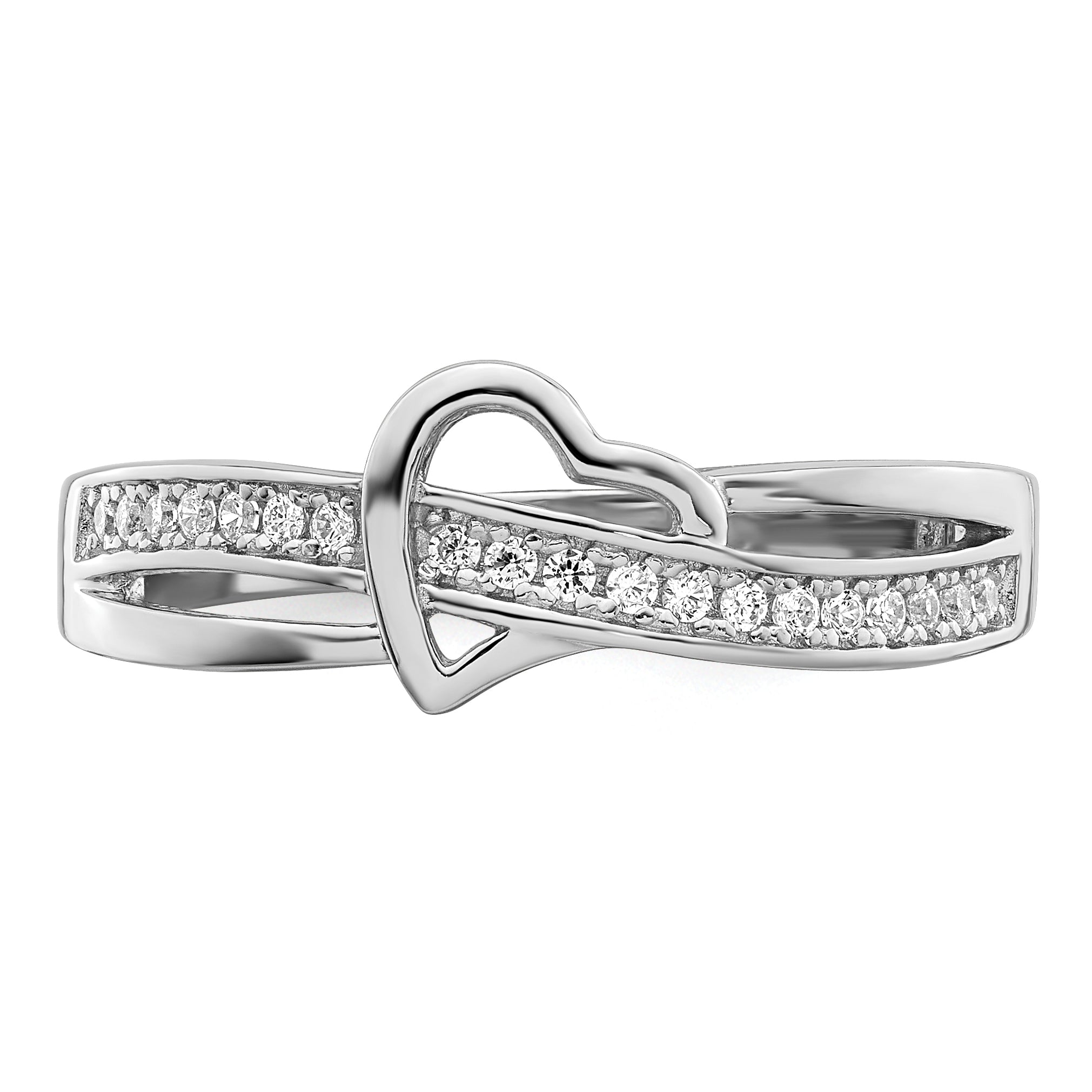 Pavé CZ Heart Ring in Sterling Silver