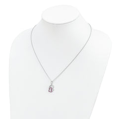 Brilliant Embers 925 Silver CZ Heart Necklace with Red Accents