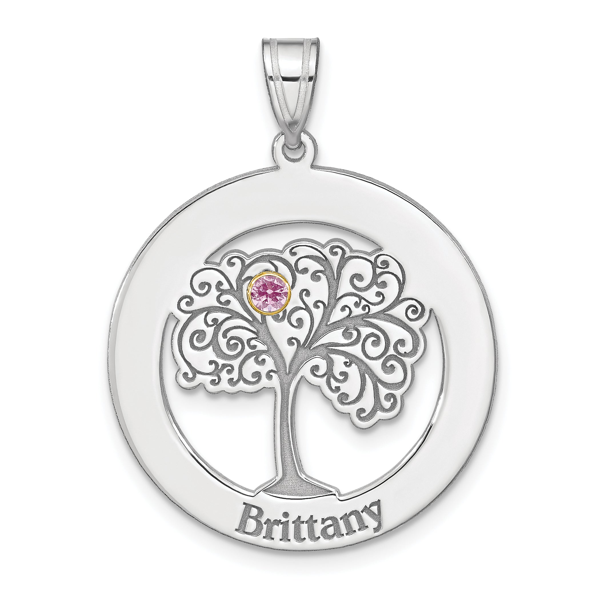 Sterling Silver/Rhod-plated 1 Birthstone with 14k Bezel Family Pendant Main image