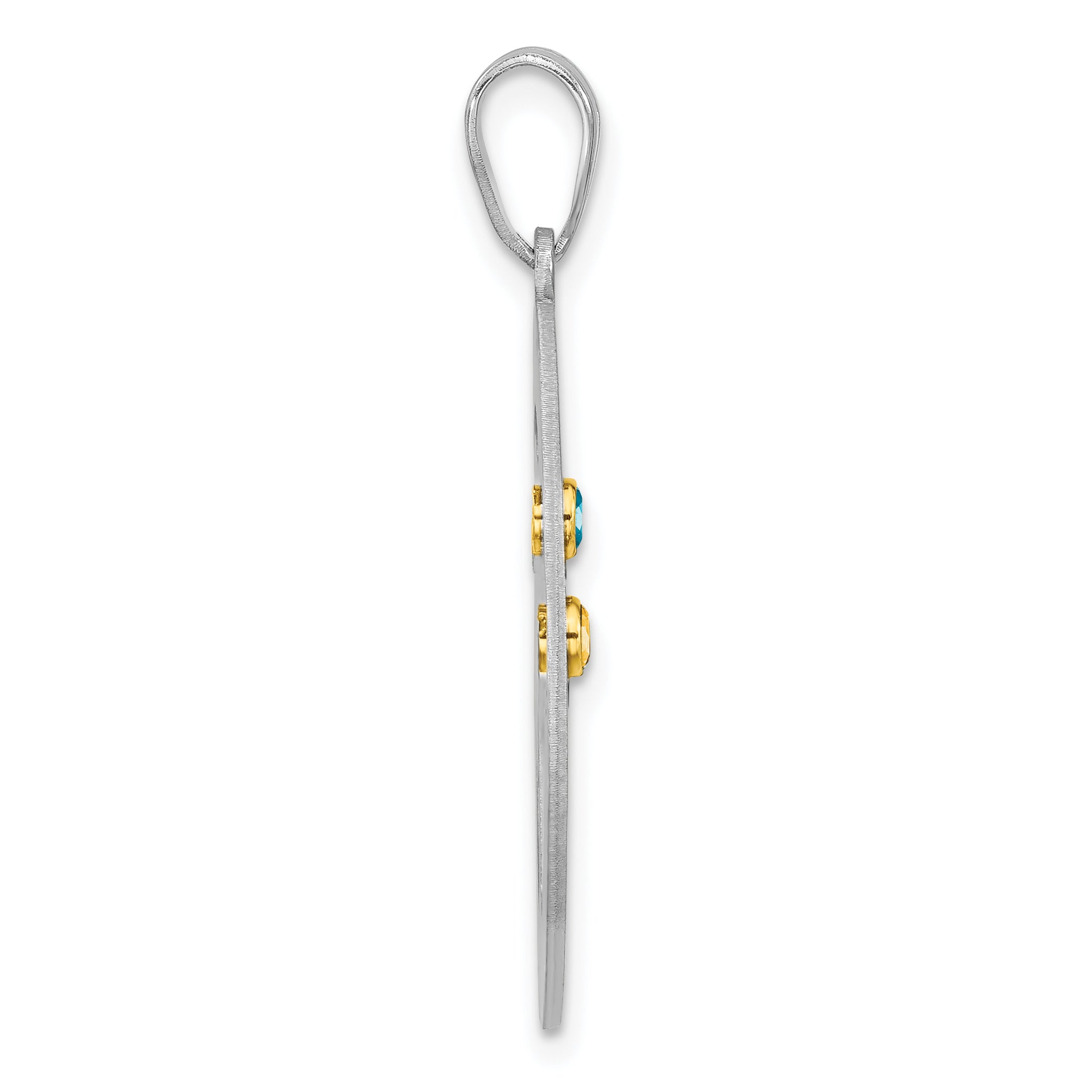 Sterling Silver/Rhod-plated 2 Birthstone with 14k Bezel Pendant Secondary image
