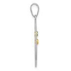 Sterling Silver/Rhod-plated 2 Birthstone with 14k Bezel Pendant