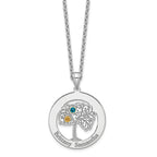 Sterling Silver/Rhod-plated 2 Birthstone with 14k Bezel Pendant