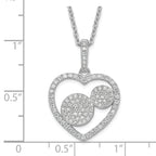 Sterling Silver CZ Heart Necklace with Polished Finish and Rhodium Plating