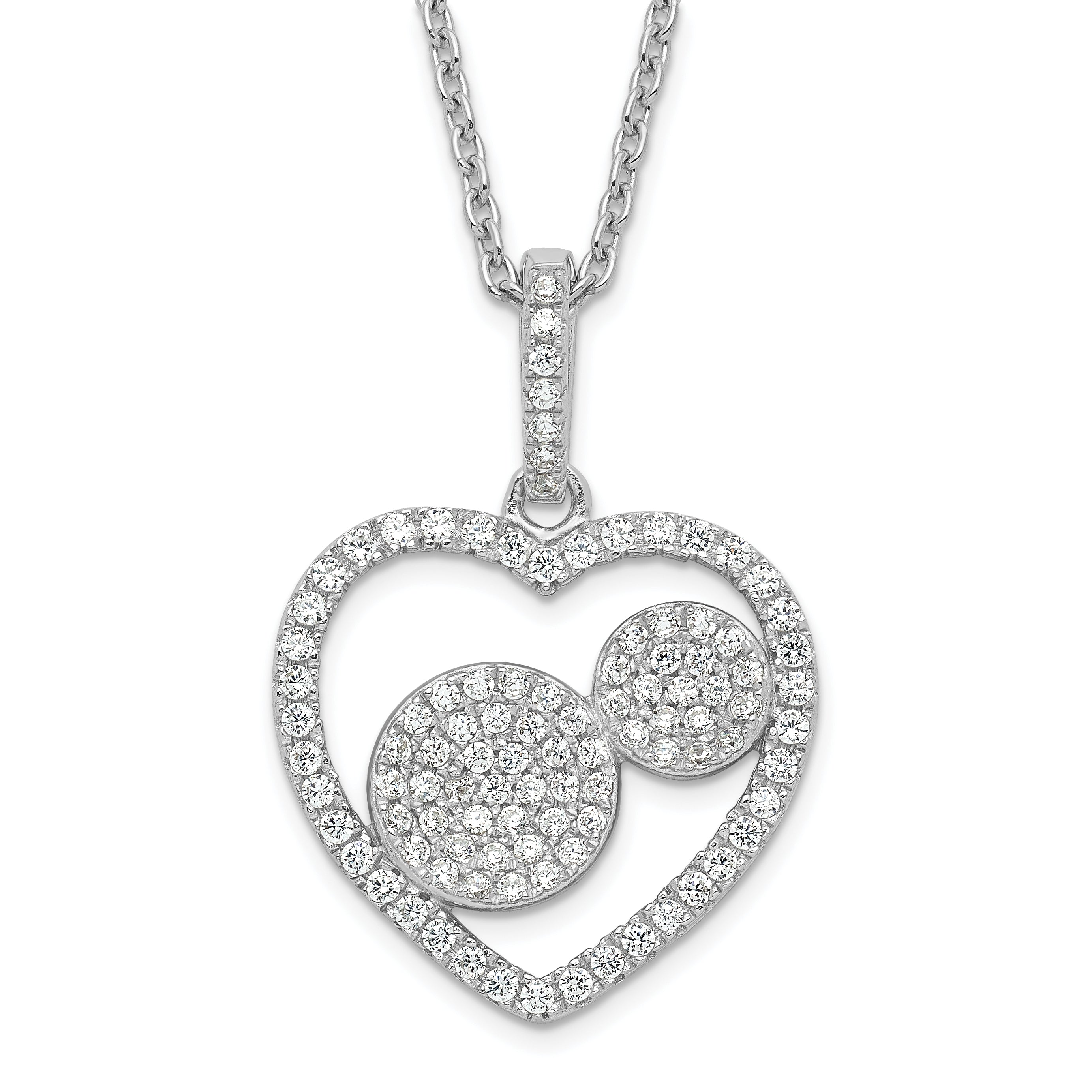 Sterling Silver & CZ Brilliant Embers Polished Heart Necklace Main image