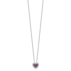 Brilliant Embers Sterling Silver Rhodium-plated 112 Stone 18 inch with 2 inch extender Lobster Clasp Micro PavÃƒÆ’Ã†â€™Ãƒâ€šÃ‚Â¢ÃƒÆ’Ã‚Â¢Ãƒâ€šÃ¢â‚¬Å¡Ãƒâ€šÃ‚Â¬ÃƒÆ’Ã¢â‚¬Â¦Ãƒâ€šÃ‚Â¡ Red and White CZ Heart Necklace with 2 Inch Extender