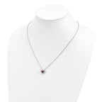 Brilliant Embers Sterling Silver Rhodium-plated 112 Stone 18 inch with 2 inch extender Lobster Clasp Micro PavÃƒÆ’Ã†â€™Ãƒâ€šÃ‚Â¢ÃƒÆ’Ã‚Â¢Ãƒâ€šÃ¢â‚¬Å¡Ãƒâ€šÃ‚Â¬ÃƒÆ’Ã¢â‚¬Â¦Ãƒâ€šÃ‚Â¡ Red and White CZ Heart Necklace with 2 Inch Extender