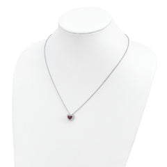 Brilliant Embers Sterling Silver Rhodium-plated 112 Stone 18 inch with 2 inch extender Lobster Clasp Micro PavÃƒÂ¢Ã¢Â‚Â¬Ã…Â¡ Red and White CZ Heart Necklace with 2 Inch Extender