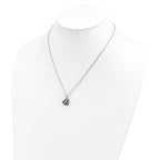 Sterling Silver Heart Necklace with Pink and White CZ Stones