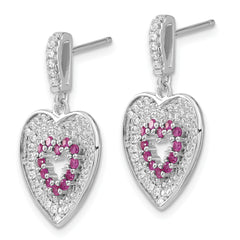 Sophia Jewelers Sterling Silver CZ Heart Dangle Earrings Elegant Women's Jewelry