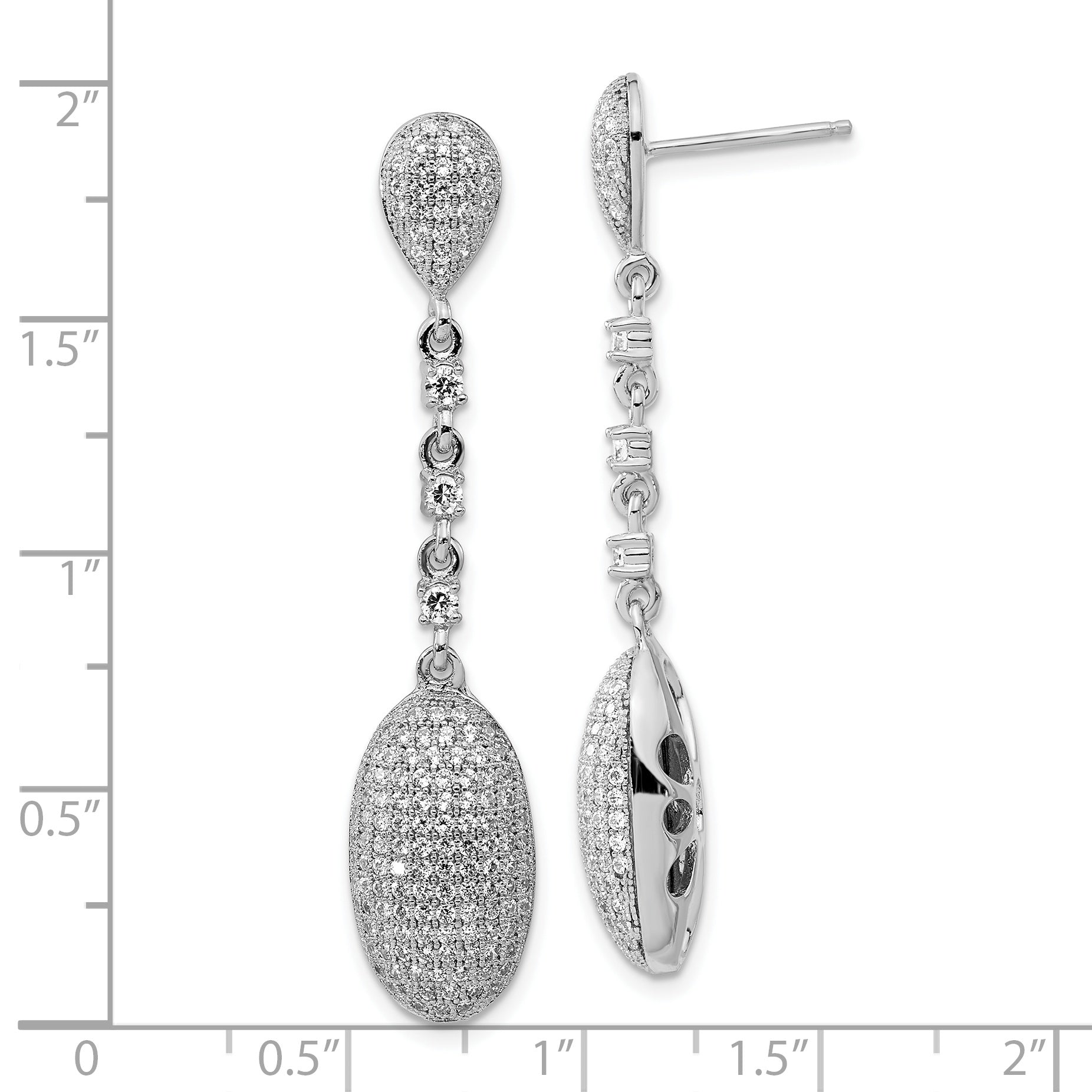 Sophia Jewelers Sterling Silver CZ Dangle Earrings with Polished Finish