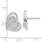 Sterling Silver 925 Polished CZ Heart Post Earrings Elegant Cluster Design