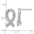 Sophia Jewelers Sterling Silver Ribbon Earrings with Pink CZ Dazzle