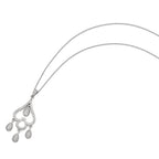 Sterling Silver CZ Heart Teardrop Necklace with Rhodium-Plated Chain