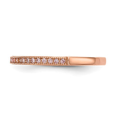 Sterling Silver Rose Gold-plated CZ Brilliant Embers Polished Ring