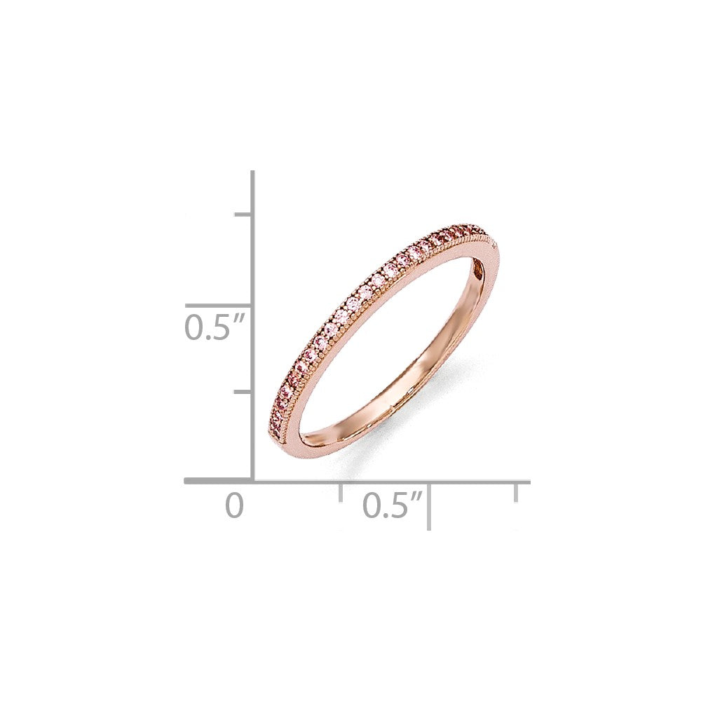 Sophia Jewelers Sterling Silver Rose Gold-Plated CZ Wedding Band Elegant Polished Finish
