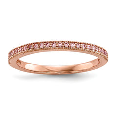 Sterling Silver Rose Gold-plated CZ Brilliant Embers Polished Ring