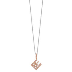 Brilliant Embers Sterling Silver Rose Gold-plated 68 Stone 18 inch Micro Pav‚ CZ  LOVE Necklace with 2 Inch Extender