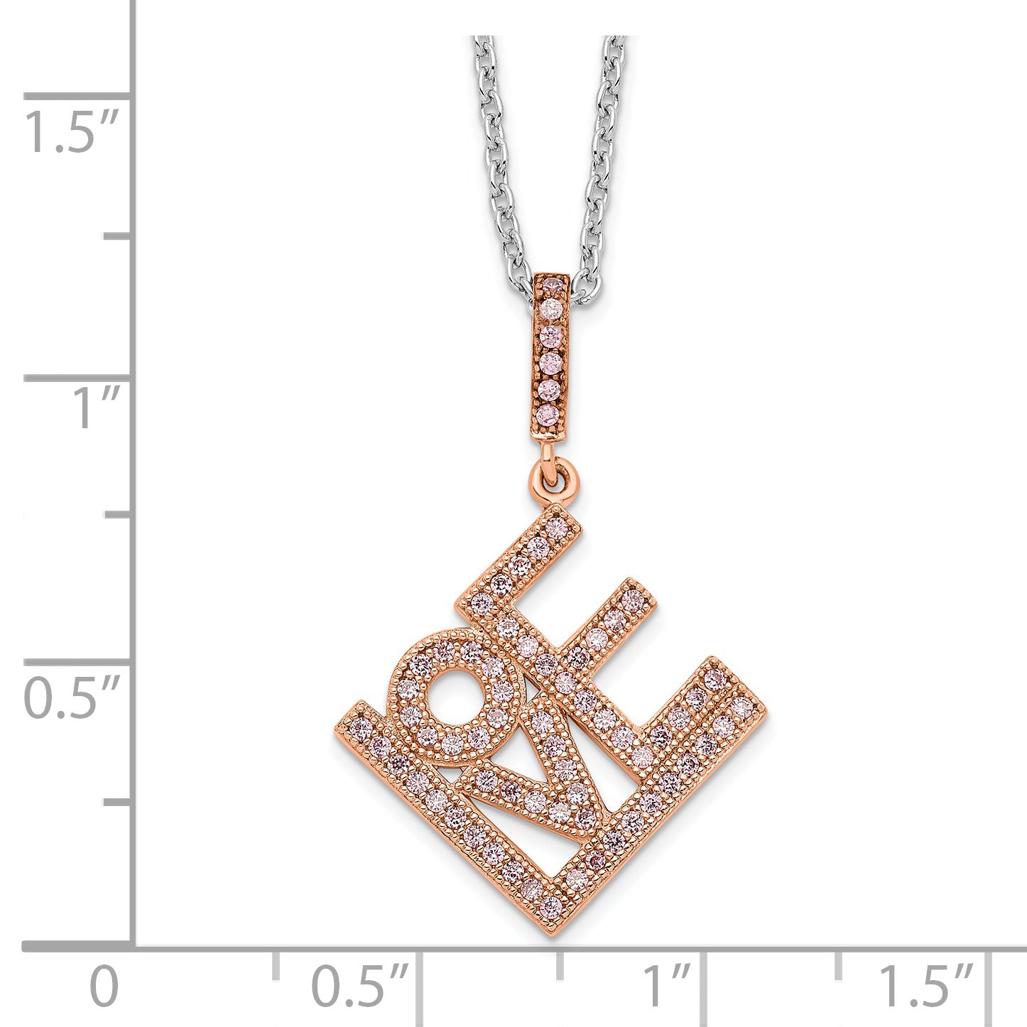 Brilliant Embers Sterling Silver Rose Gold-plated 68 Stone 18 inch Micro Pav‚ CZ  LOVE Necklace with 2 Inch Extender