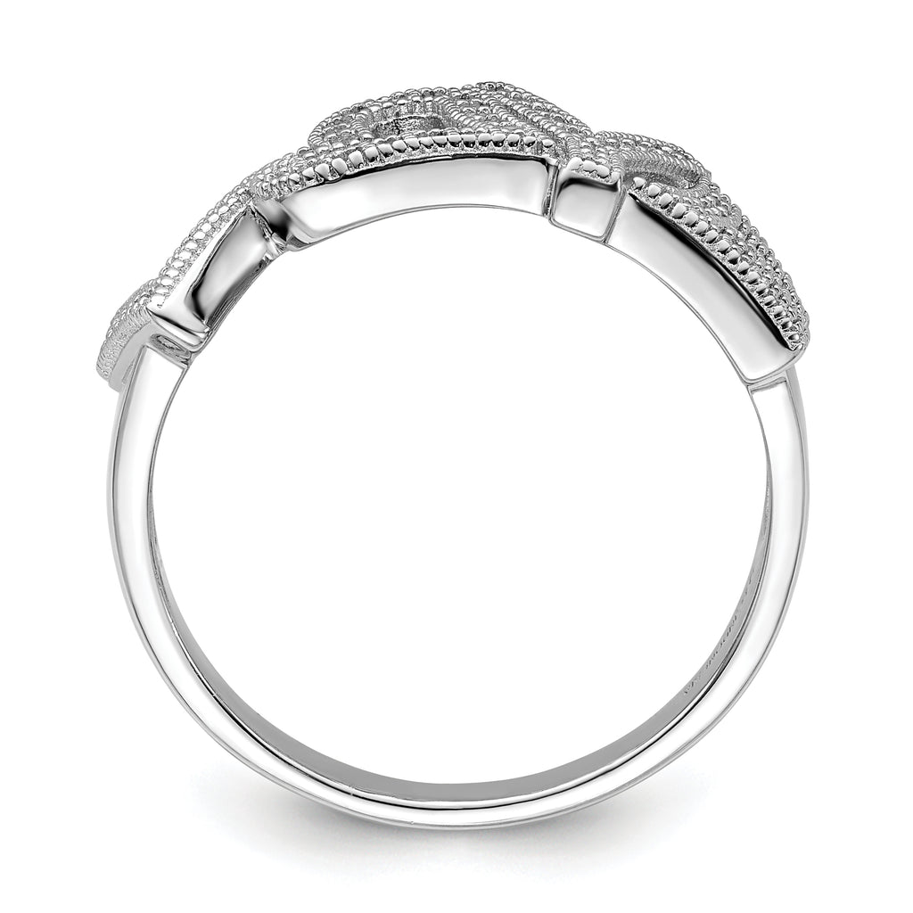 Brilliant Embers Sterling Silver Rhodium-plated 63 Stone Micro PavÃƒÂ¢Ã‚â‚¬Ã‚Å¡ CZ Polished Love Ring