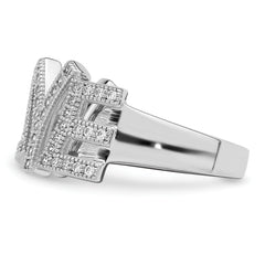 Brilliant Embers Sterling Silver Rhodium-plated 63 Stone Micro PavÃ¢Â€Âš CZ Polished Love Ring