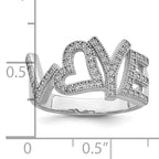 Brilliant Embers Sterling Silver Rhodium-plated 63 Stone Micro PavÃƒÂ¢Ã‚â‚¬Ã‚Å¡ CZ Polished Love Ring