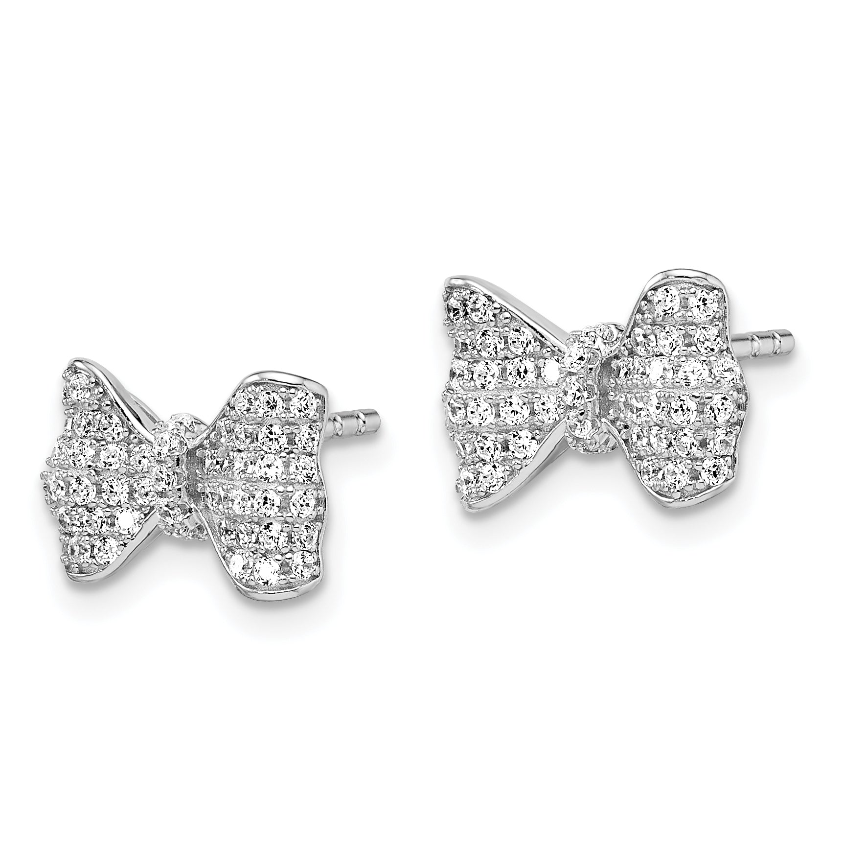 Sophia Jewelers Elegant 925 Sterling Silver CZ Bow Earrings Secondary image