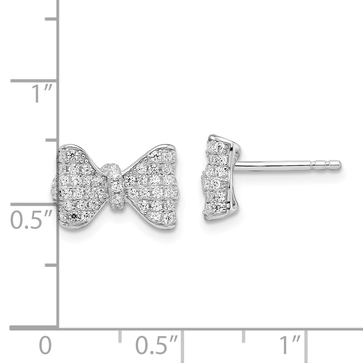 Sophia Jewelers Elegant 925 Sterling Silver CZ Bow Earrings
