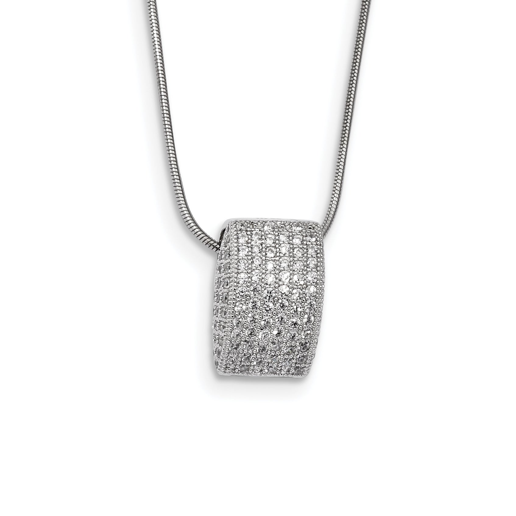 SS Rhodium-Plated CZ Brilliant Embers Fancy Necklace Main image
