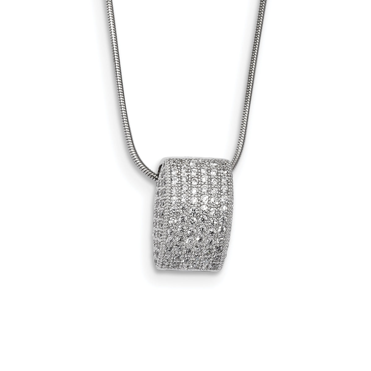 SS Rhodium-Plated CZ Brilliant Embers Fancy Necklace