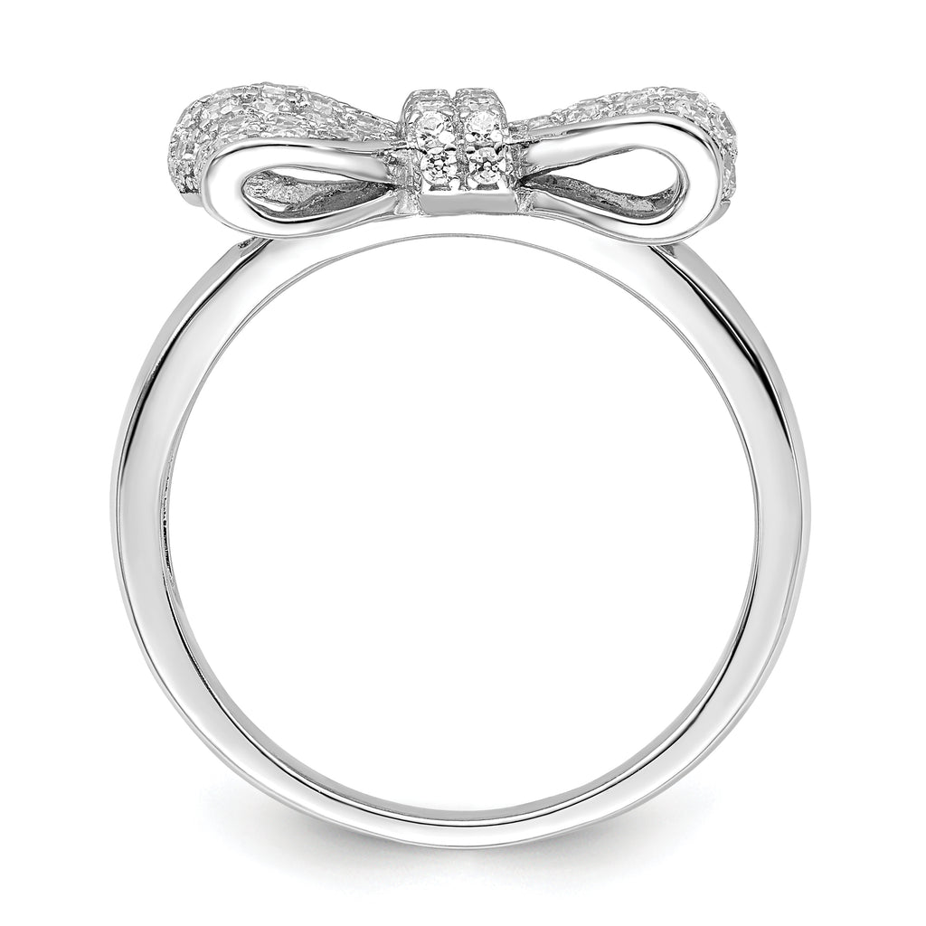Brilliant Embers Sterling Silver Rhodium-plated 71 Stone Micro PavÃƒÂ¢Ã‚â‚¬Ã‚Å¡ CZ Bow Ring