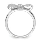 Brilliant Embers Sterling Silver Rhodium-plated 71 Stone Micro PavÃƒÂ¢Ã‚â‚¬Ã‚Å¡ CZ Bow Ring