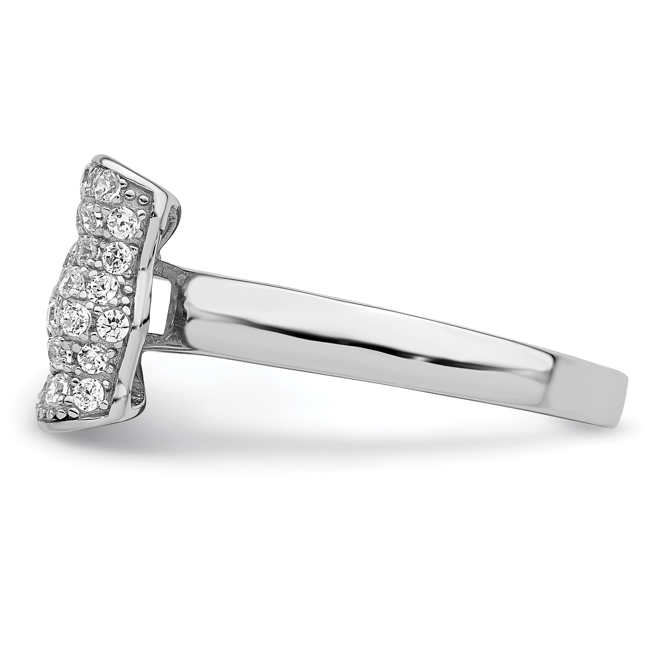 Brilliant Embers Sterling Silver Rhodium-plated 71 Stone Micro PavÃƒÂ¢Ã‚â‚¬Ã‚Å¡ CZ Bow Ring