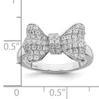 Brilliant Embers Sterling Silver Rhodium-plated 71 Stone Micro PavÃƒÂ¢Ã‚â‚¬Ã‚Å¡ CZ Bow Ring