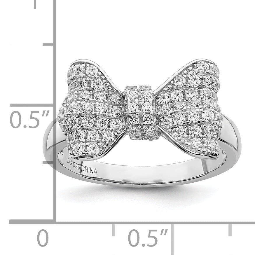 Brilliant Embers Sterling Silver Rhodium-plated 71 Stone Micro PavÃƒÂ¢Ã‚â‚¬Ã‚Å¡ CZ Bow Ring