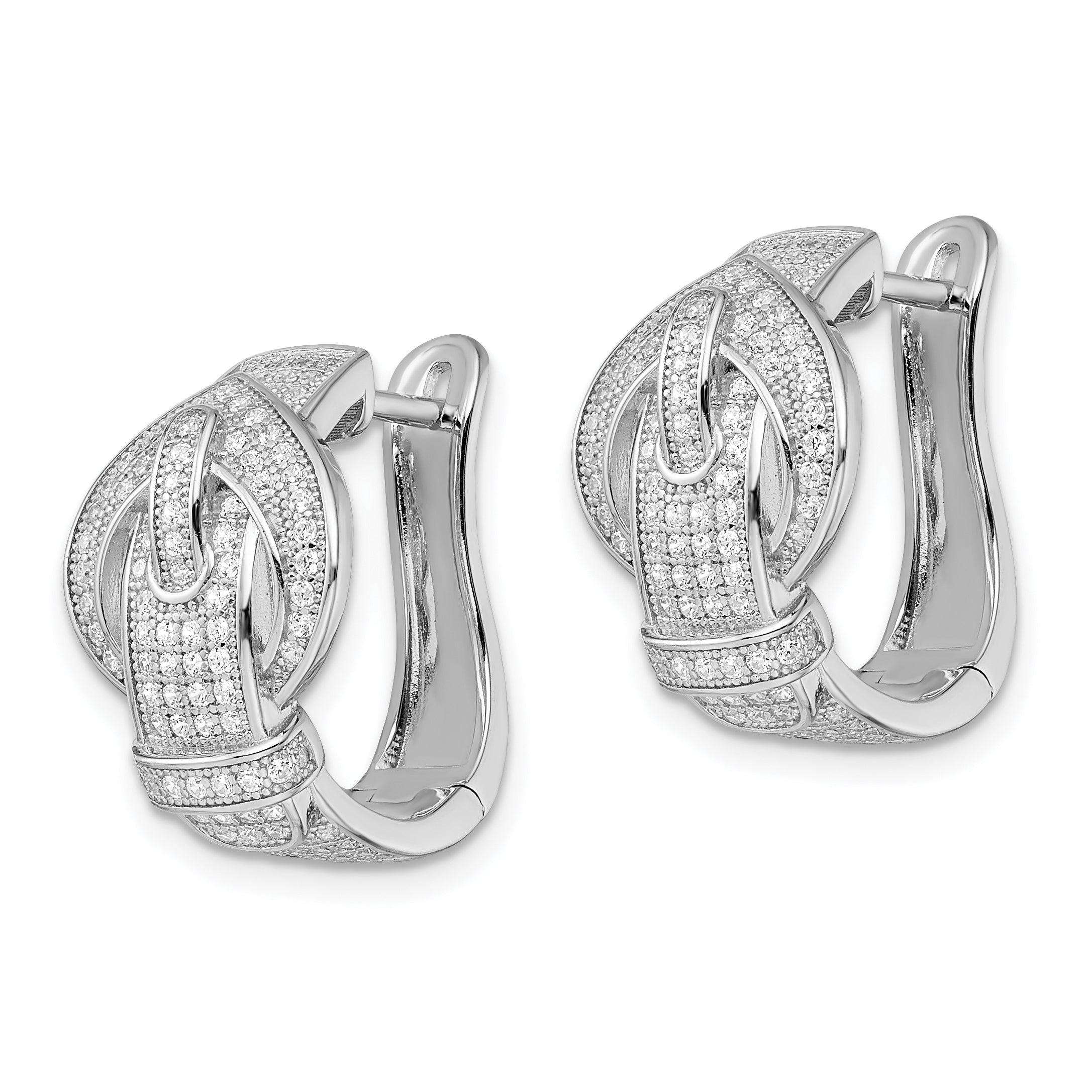 Sophia Jewelers Sterling Silver Cubic Zirconia Buckle Earrings with Rhodium Polish Secondary image