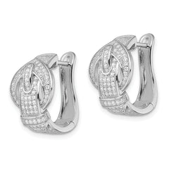 Sophia Jewelers Sterling Silver Cubic Zirconia Buckle Earrings with Rhodium Polish
