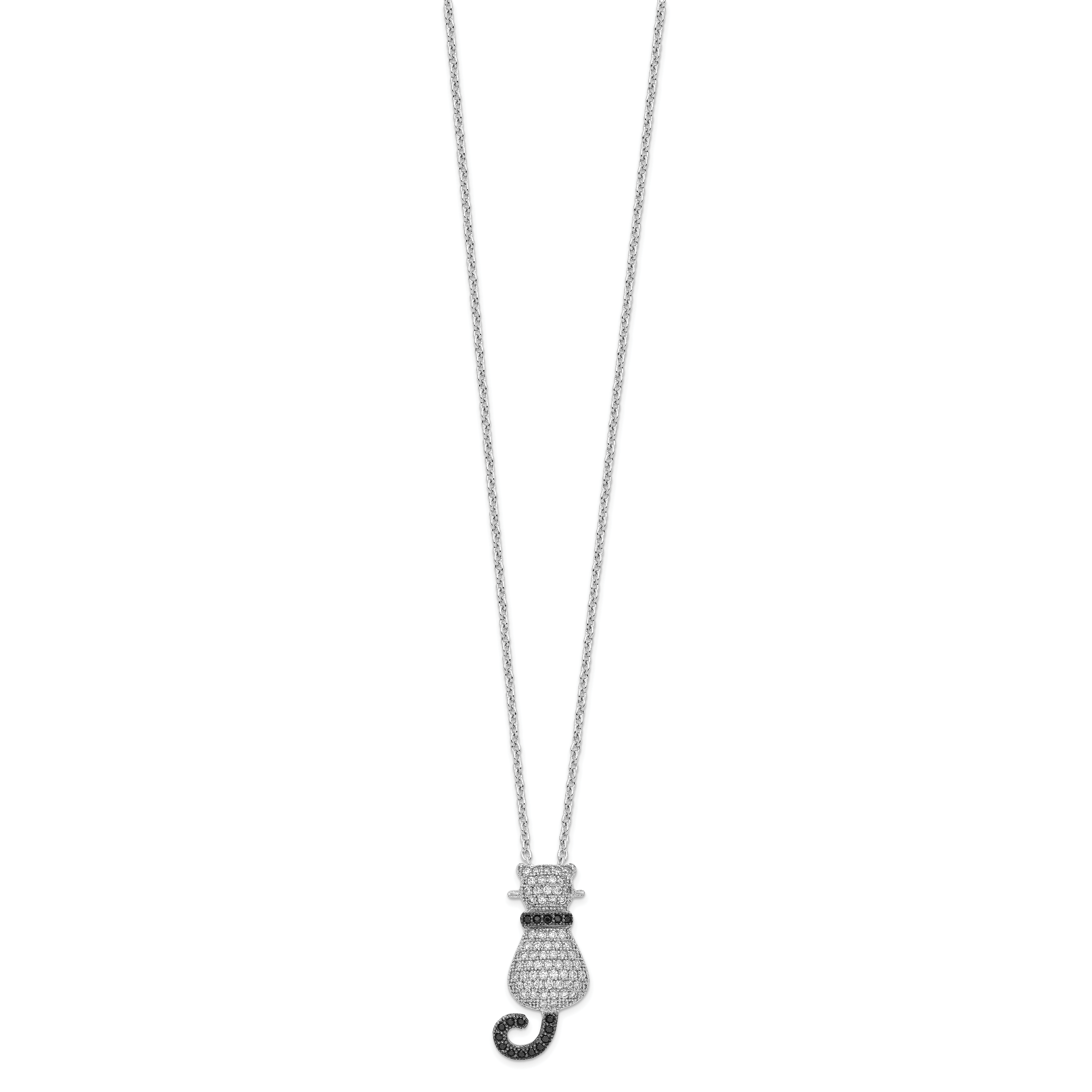 Sophia Jewelers Sterling Silver 80 Stone CZ Cat Necklace with Extender Secondary image