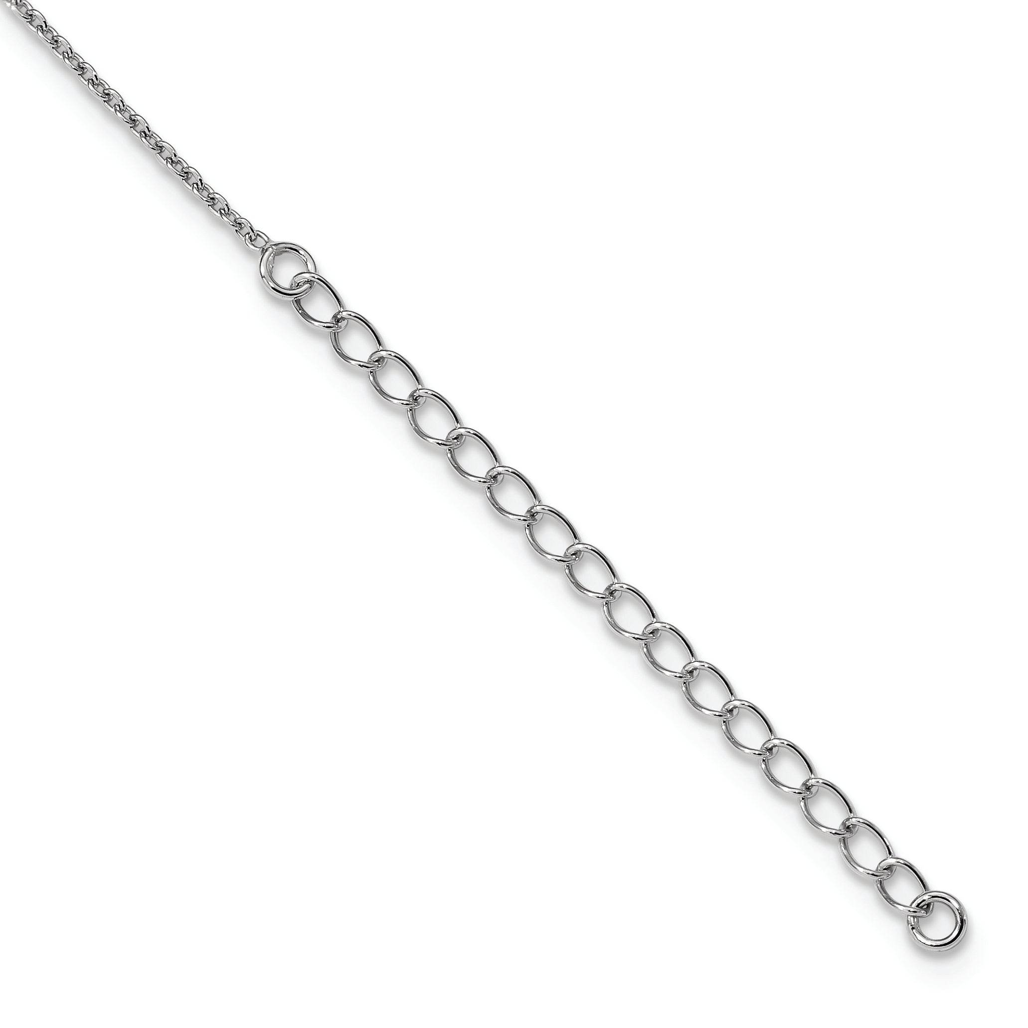 Brilliant Embers Sterling Silver Rhodium-plated 80 Stone 18 inch Micro Pav‚ Black and White CZ Polished Cat Necklace with 2 Inch Extender