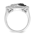 Brilliant Embers Sterling Silver Rhodium-plated 87 Stone Micro PavÃƒÂ¢Ã‚â‚¬Ã‚Å¡ Black and White CZ Polished Cat Ring