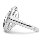 Brilliant Embers Sterling Silver Rhodium-plated 87 Stone Micro PavÃƒÂ¢Ã‚â‚¬Ã‚Å¡ Black and White CZ Polished Cat Ring