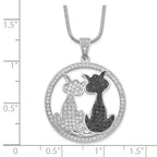 Brilliant Embers Sterling Silver Cat Necklace with Black & White CZ Stones