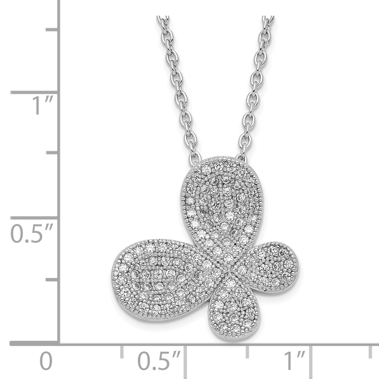 Sophia Jewelers Sterling Silver CZ Butterfly Necklace with Polished Finish