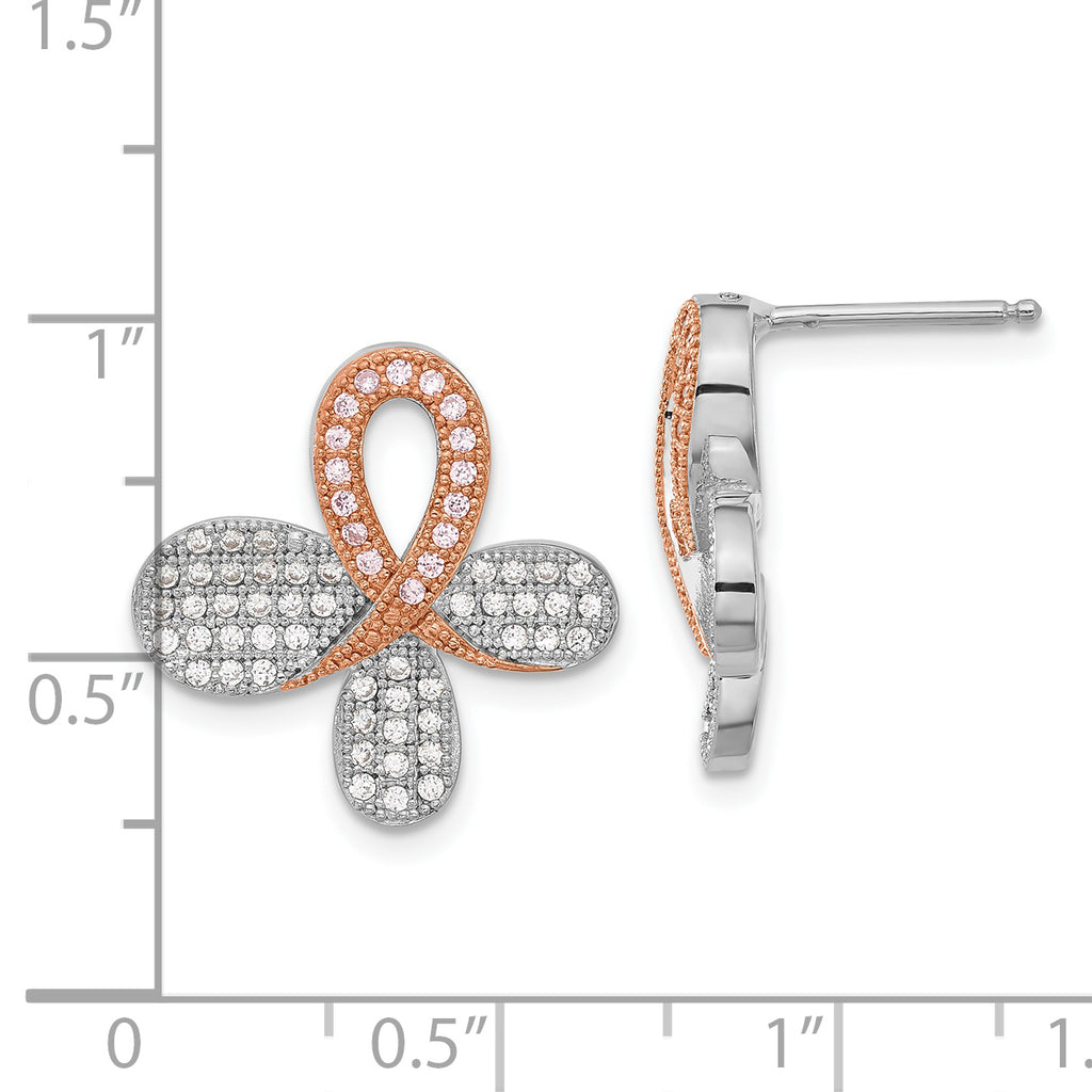 Sophia Jewelers Rose Gold-Plated Sterling Silver CZ Dangle Earrings