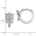 Sterling Silver CZ Butterfly Hoop Earrings with Rhodium-Plated Finish