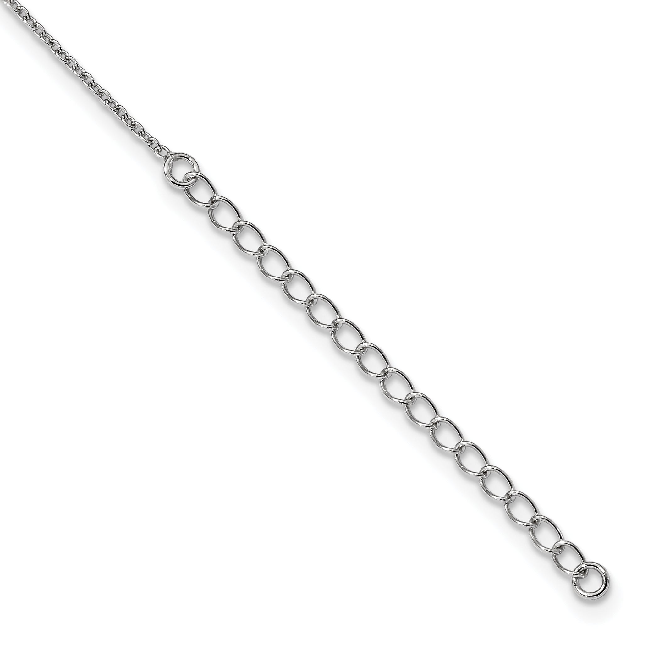 Brilliant Embers Sterling Silver Rhodium-Plated CZ Flower Necklace with 2 Extender
